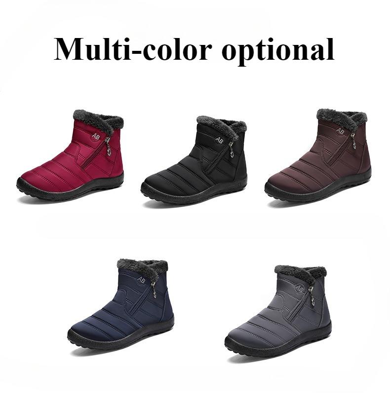 Women's Plus Size Winter Warm Fur-Lined Waterproof Snow Boots with Fleece Lining, Ankle Boots, Slip-Resistant Hiking Boots, Cotton Boots