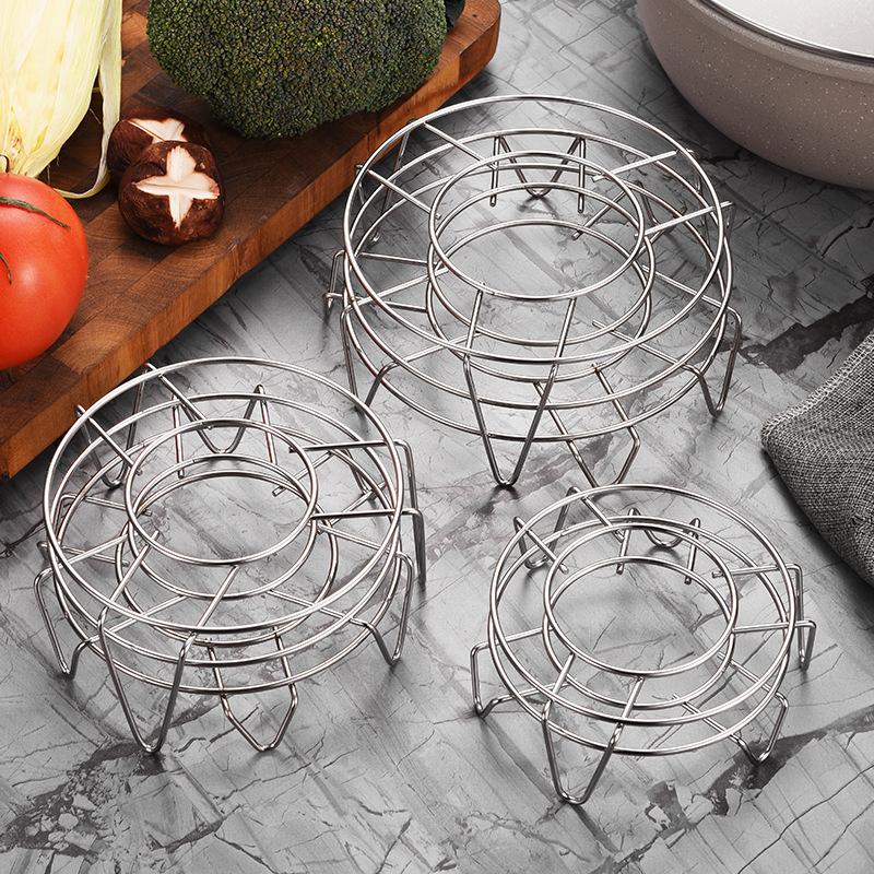 Household Kitchen Stainless Steel Steaming Rack Multi Functional Countertop Pot Rack Storage Rack Steamed Mantou Rack