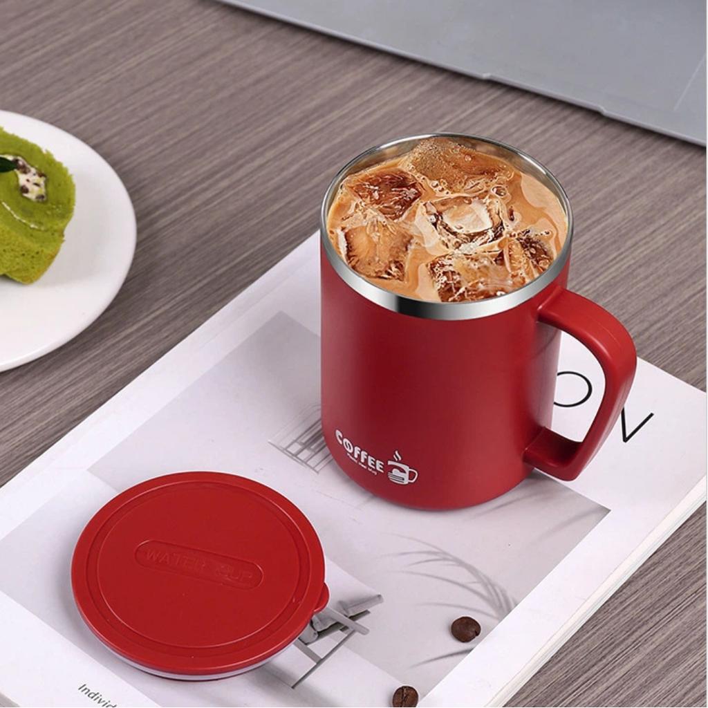 480ml 304 Stainless Steel Double Wall Insulated Mug With Handle Portable Leak-proof Milk Coffee Cup Student Water Cup Drinkware