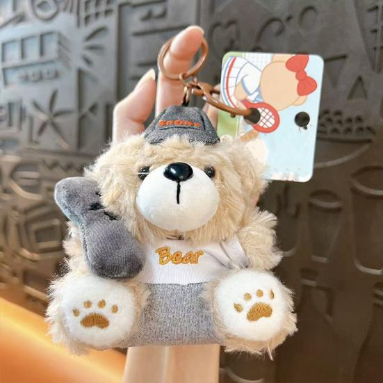 Keychain Pendant Cartoon Appearance Biscuit Bear Charm Key Chain Soft Touch Backpack Hanging Decoration