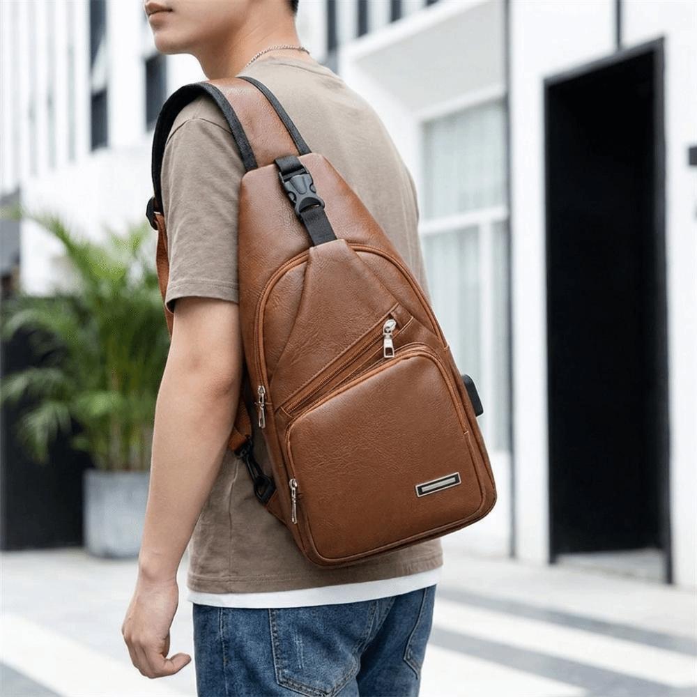 USB Charging Men Chest Bag Multifunctional Single Shoulder Bag Travel Use