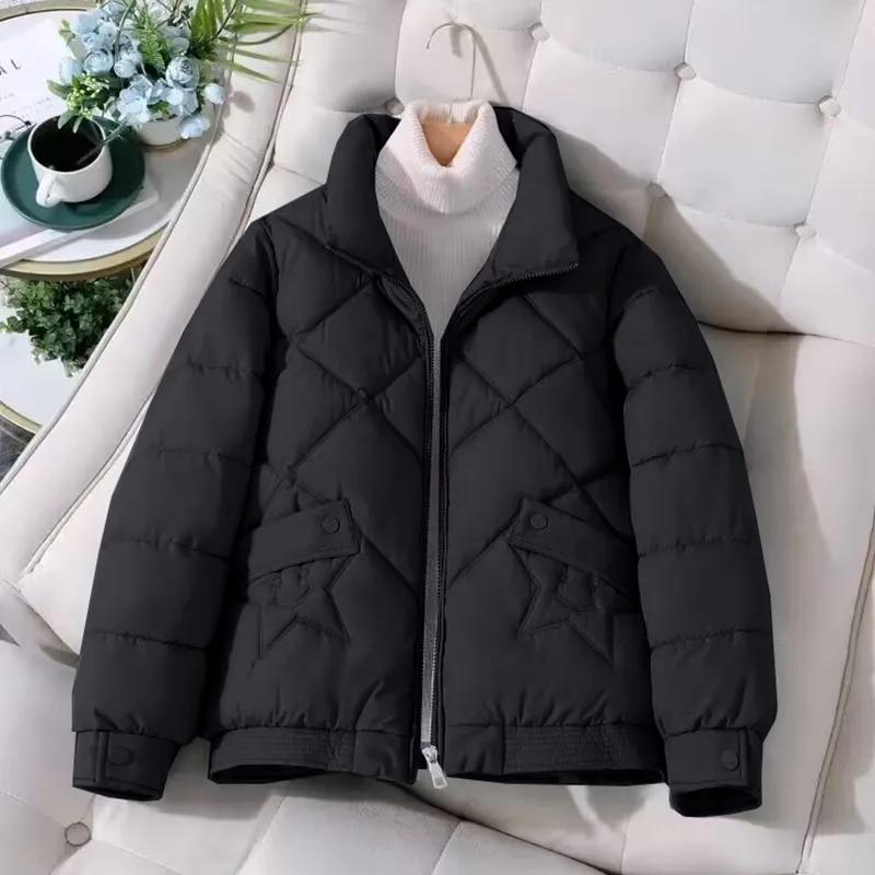 Stand-up Collar Short Down Padded Jacket Women's Loose Thick Warm Padded Jacket