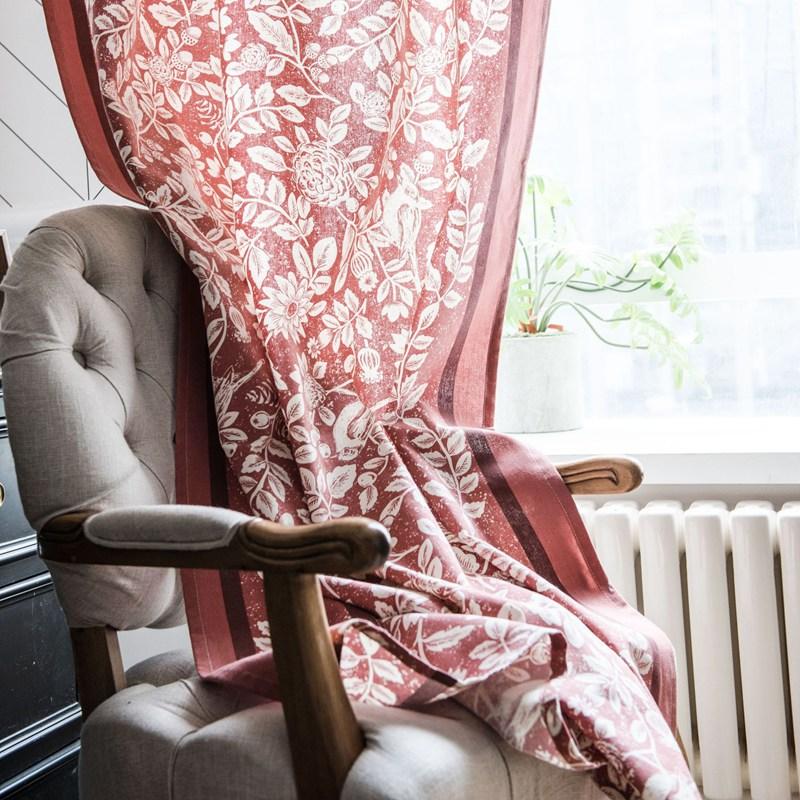 American Style Rural Floral Cotton Linen Window Curtain Blackout Valance Living Room Bedroom Drape Home Life Decor Curtains