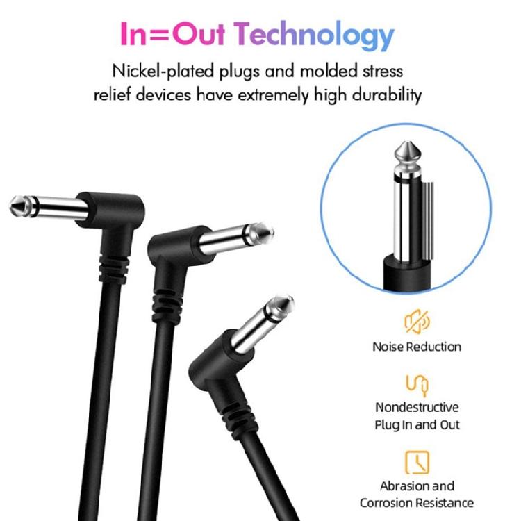 Anti-Noise Guitar Effects Cables 11.8Inch Right Angle Cord For Efficiency 2/4PCS