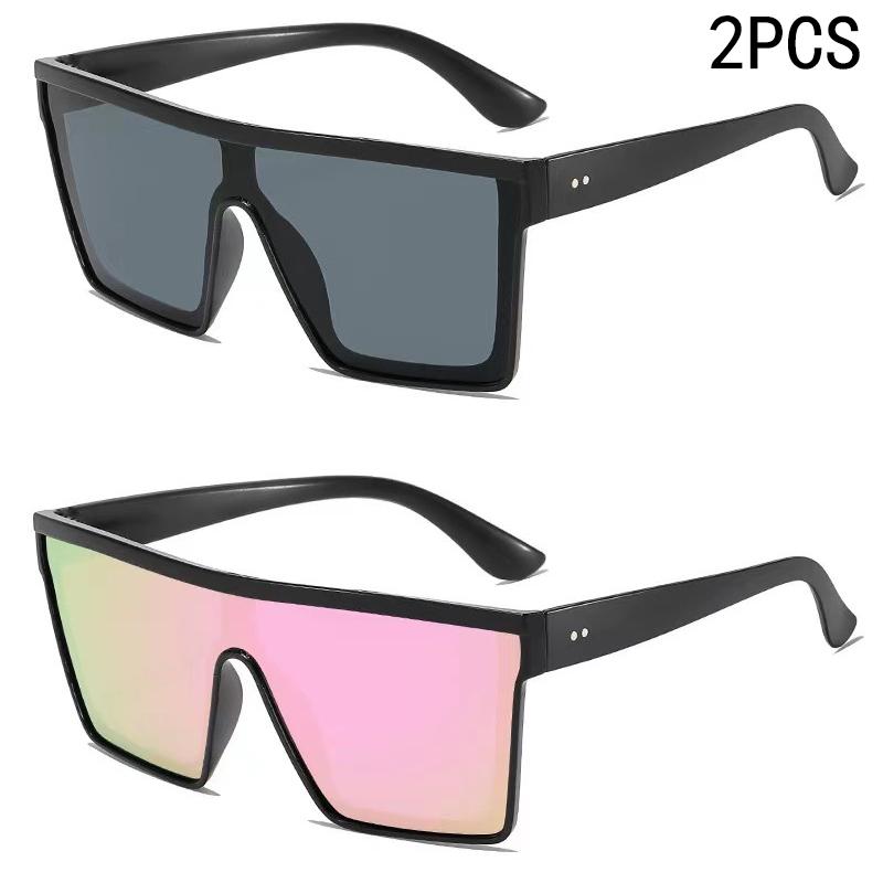 2PCS Box Fashion Trendy Sunglasses Cycling Driving Ins Sunscreen Sunshade Integrated Sunglasses