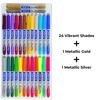 DOMS Brush Pen Set 26 Shades Flexible Soft Tip Water Based Coloring Pens For Kids School Art Calligraphy Home Use