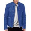 Pánská kožená bunda Pánská mládež Stojáček Punk Pánská motorkářská kožená bunda s logem