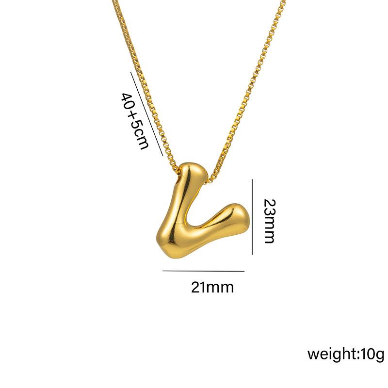 Creative A-Z Balloon Bubble Letter Pendant Neckalce for Women Gold Plated Chunky Initial Necklaces Jewelry Birthday Gift
