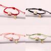 Hand Woven Wax Thread Ceramic Wealth Attracting Cat Bracelet, Cute Cat Adjustable Hand Rope Bracelet