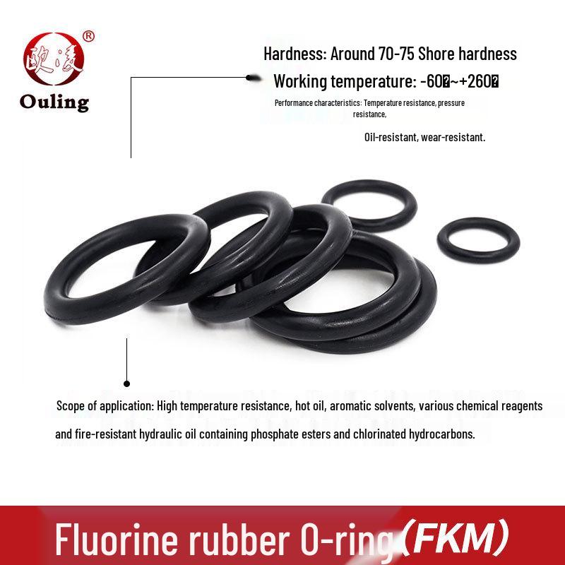 Black Fluororubber Waterproof O-Ring, Outer Diameter 31-40mm, 2mm Thick