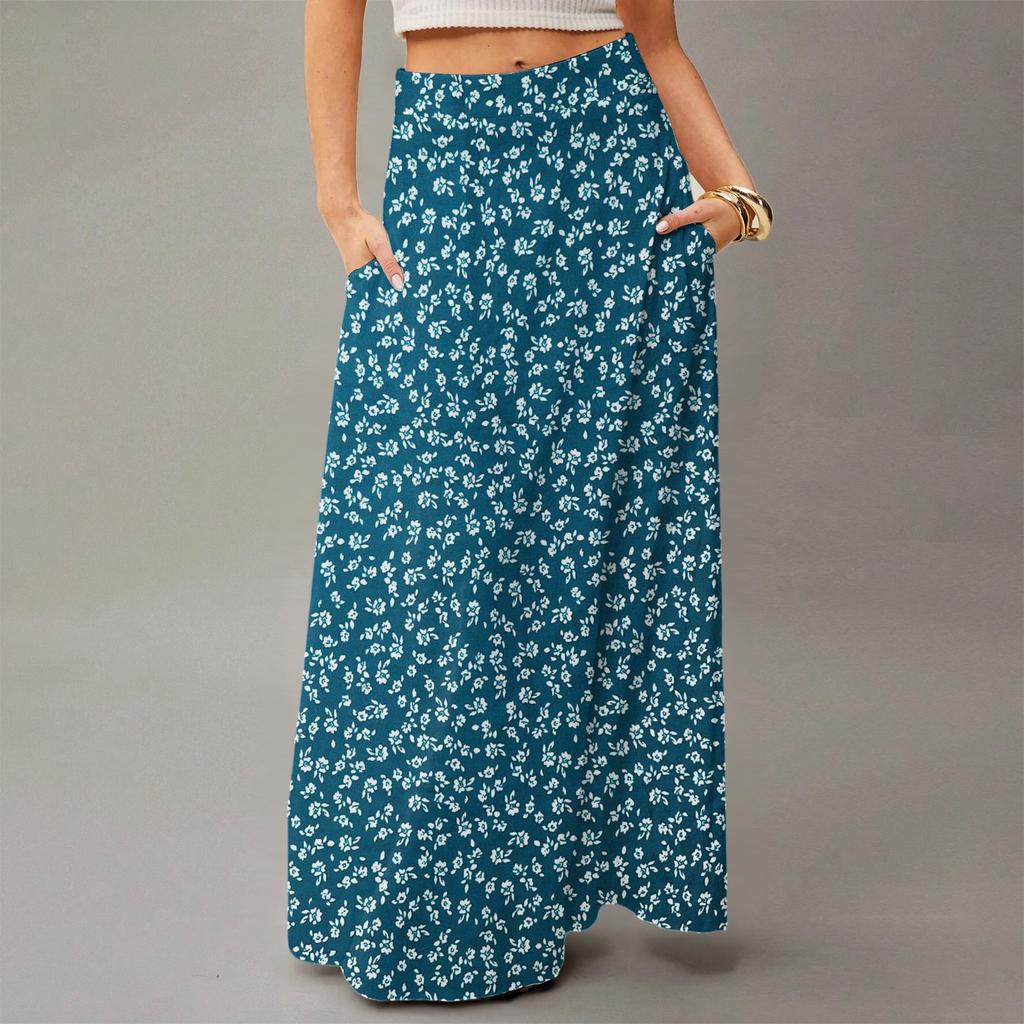 Women's Flowy Maxi Dress Regular Casual Floral Print Summer Bohemian Skirt