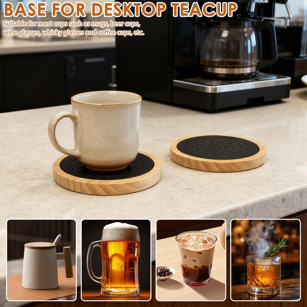 5Pcs Wooden Coaster Round Square Beech Blank Wood Cup Mat With Absorbent Felt Durable Heat Resistant Tea Coffee Cup Pad Placemat