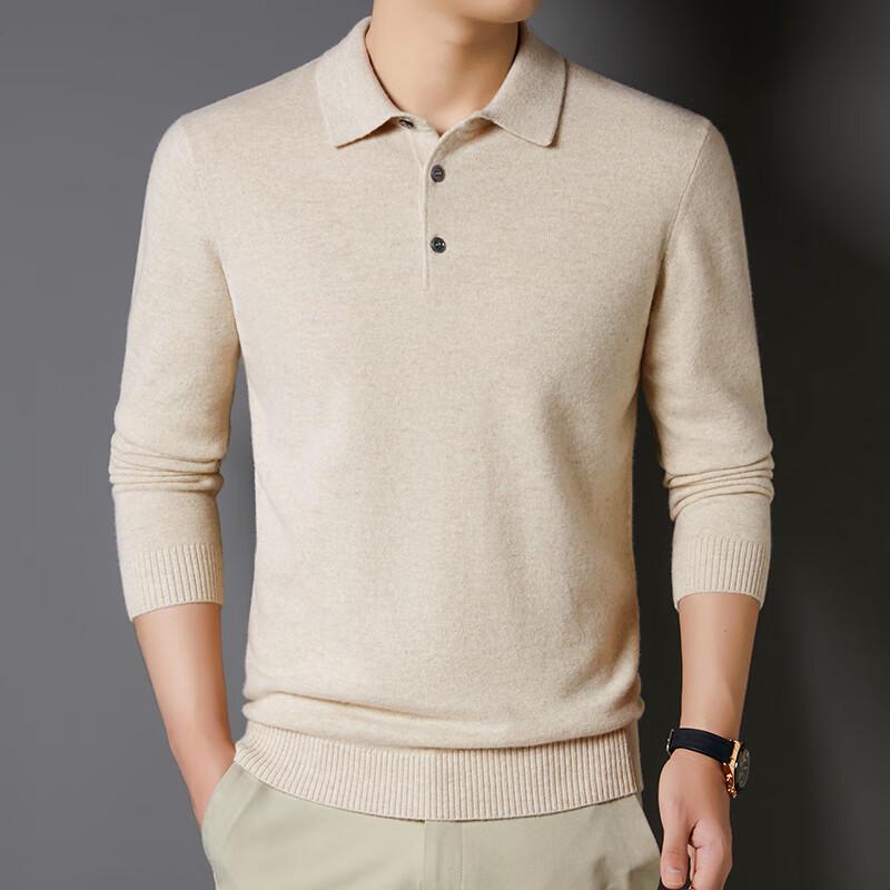 YTMTST6464 Men's Cashmere Blend Lapel Pullover Sweater
