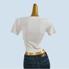 White Shoulder T-shirt Women Summer 2025 Autumn New U Collar Inner Wear Bottoming Shirt Slim Fit Slimming Versatile Fashion Top