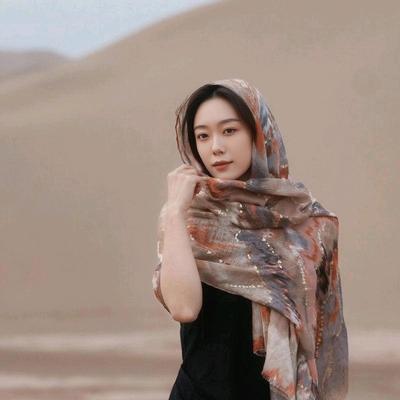 Shawl for Women, Summer Thin Ethnic Style Travel Cotton Linen Scarf, Desert Photo Beach Silk Scarf, Sun Protection Headscarf
