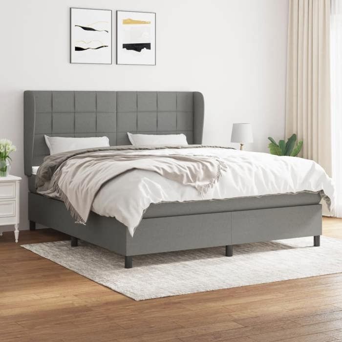 3127982 vidaXL Divan Bed with Mattress Dark Grey 180x200cm Fabric