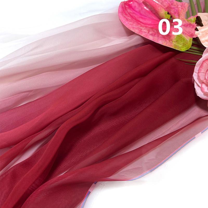 2M Styl Starożytny Kolor Tęczowy Gradient Szyfonowa Tkanina 30D Organza Tiulowa Tkanina Do Rękodzieła Hanfu Suknia Ślubna Dekoracja Sceniczna