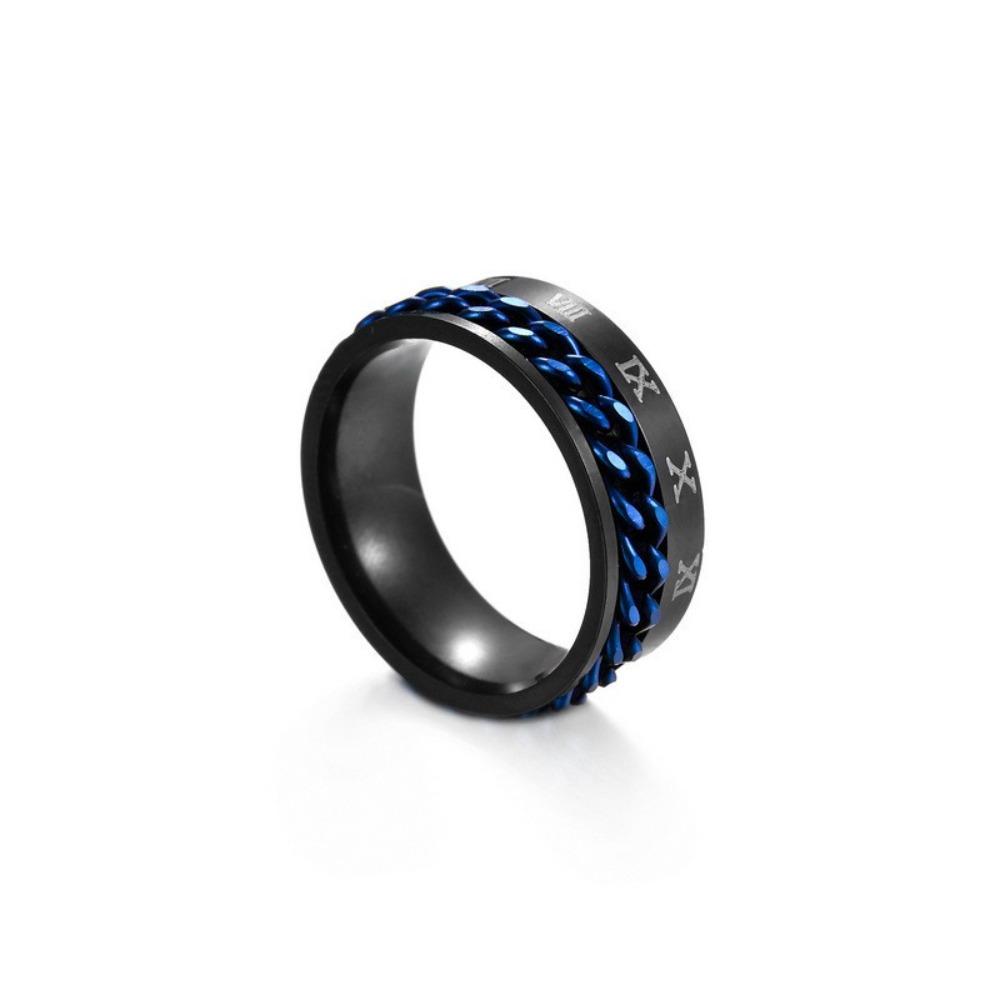 Men's Hip Hop Rotating Chain Titanium Steel Ring Personality Trendy Single Pinky Ring Student Fashion Jewelry