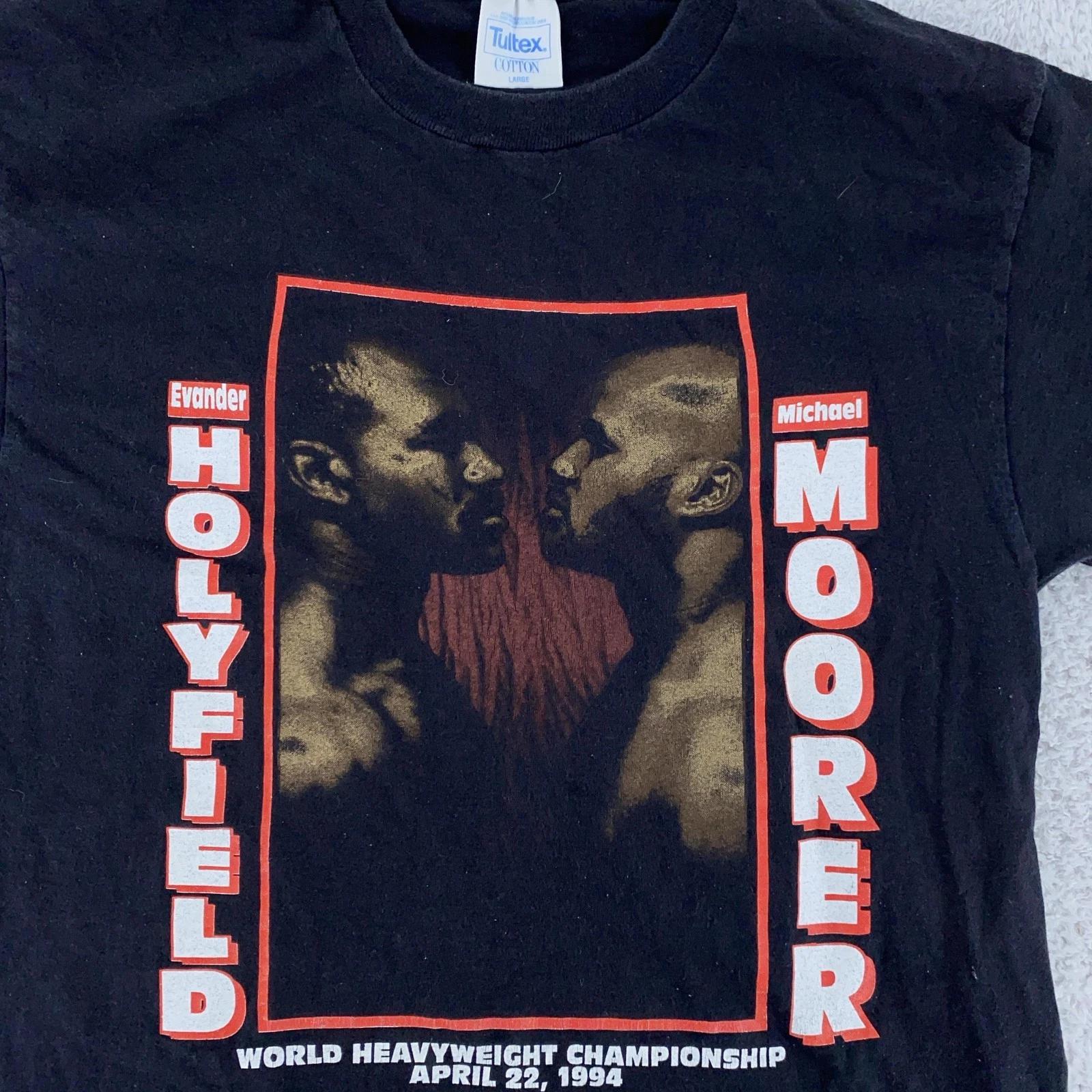 Vintage Evander Holyfield Michael Moorer Shirt Medium Black Boxing Tee 90s 3XL