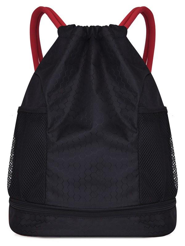 Wet & Dry Separation Waterproof Sports Drawstring Backpack with Double Shoulder Straps for Outdoor & Fitness Activities