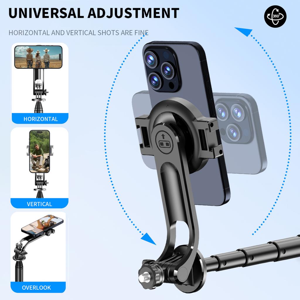 Extendable Selfie Stick Tripod for Phone Max. Length 130cm with Detachable Magnetic Phone Clip Remot