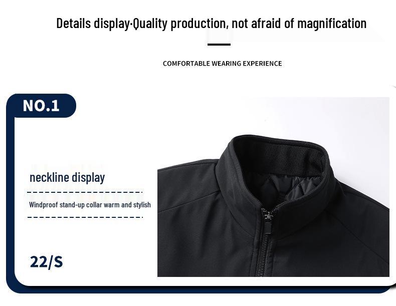 Men's Plus-Size Thick Fleece-Lined Stand Collar Jacket - Casual Fashion for Middle Age