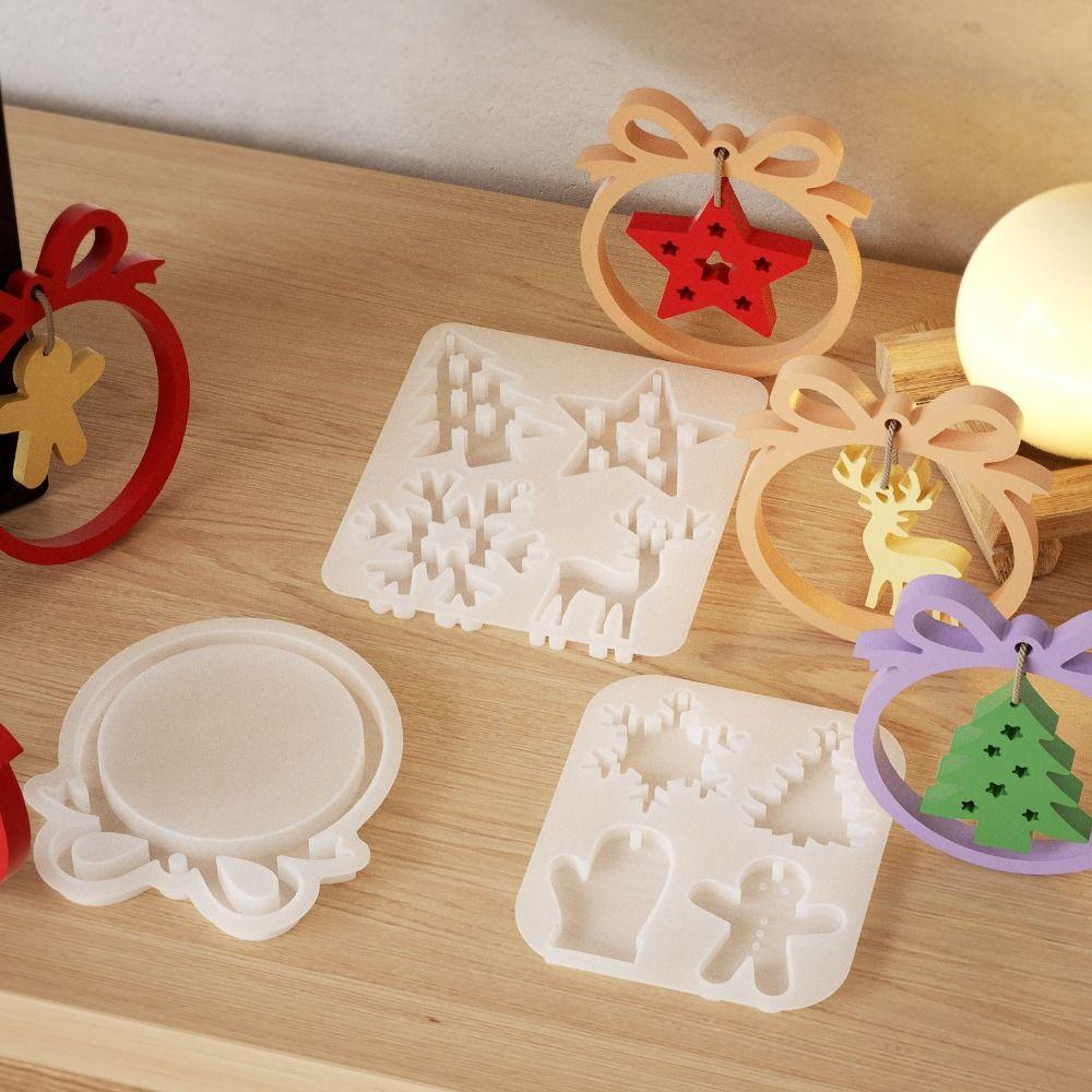 DIY Crafts Christmas Pendant Silicone Mold Handmade Elk Snowflake Gloves Christmas Tree Mold Resin Gypsum Mould