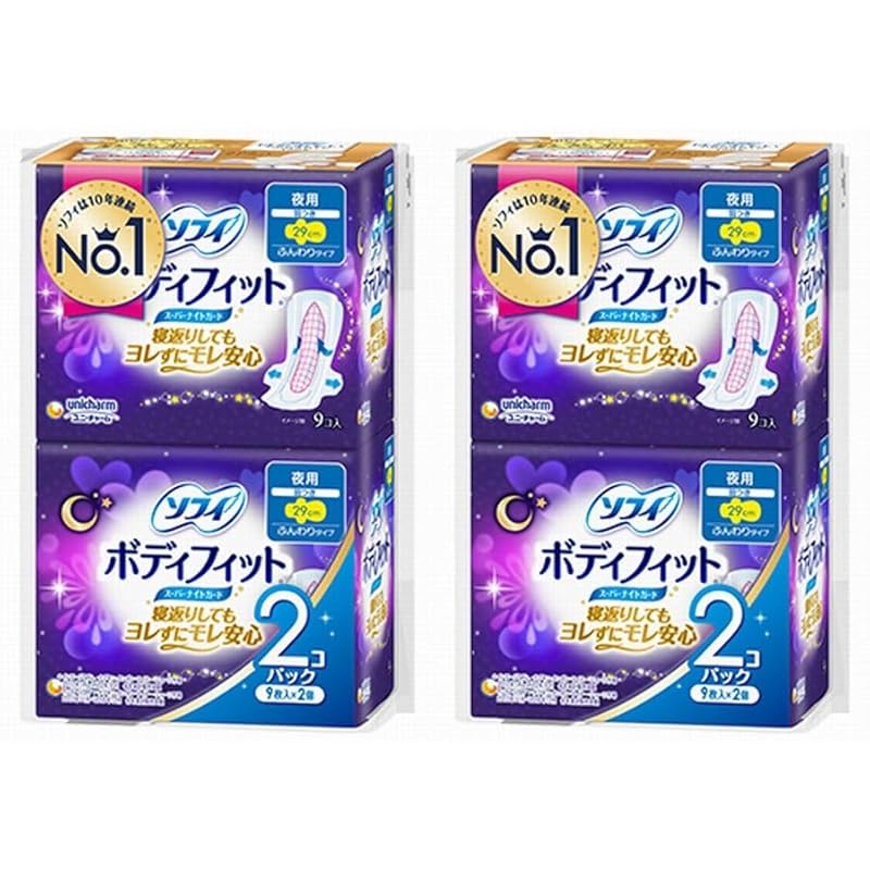 

[2 bags set] Sophie body fit super night guard night use with wings 29cm 9 pieces x 2 packs 18 pieces 2 bags total 36 pieces sanitary Sanitary