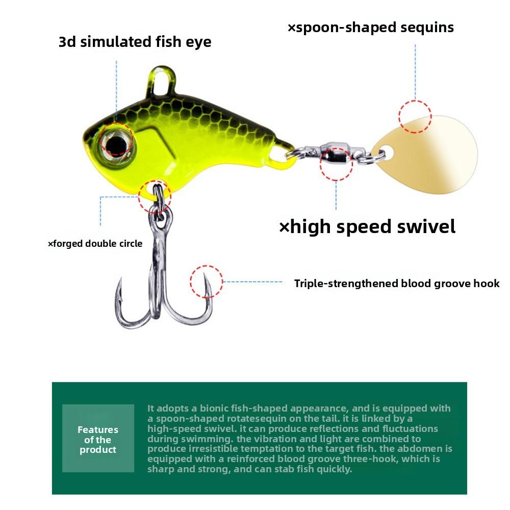 5pcs Spinners Fishing Lures Kit Rotating Glitter Fishing Lures Hooks  Fishing Tool