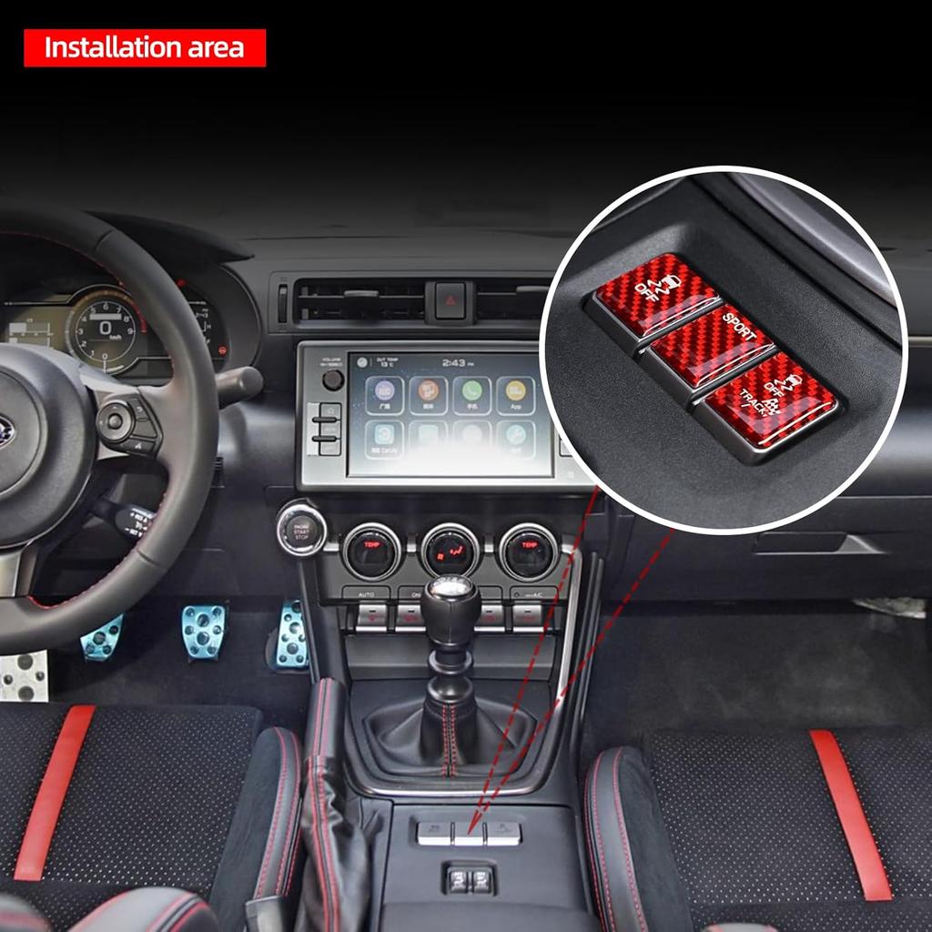 BETTERHUMZ Carbon Fiber ESP Console Button Decor Sticker Compatible with Toyota GR86 for Subaru BRZ -2025 Car Interior Molding Accessories