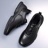 New winter leather sneakers business casual leather shoes all black official shoes light commute