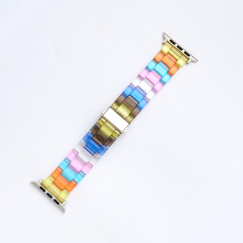 Compatible Apple Watch Transparent Rainbow Resin Strap for Series 5/6/7/8/SE.