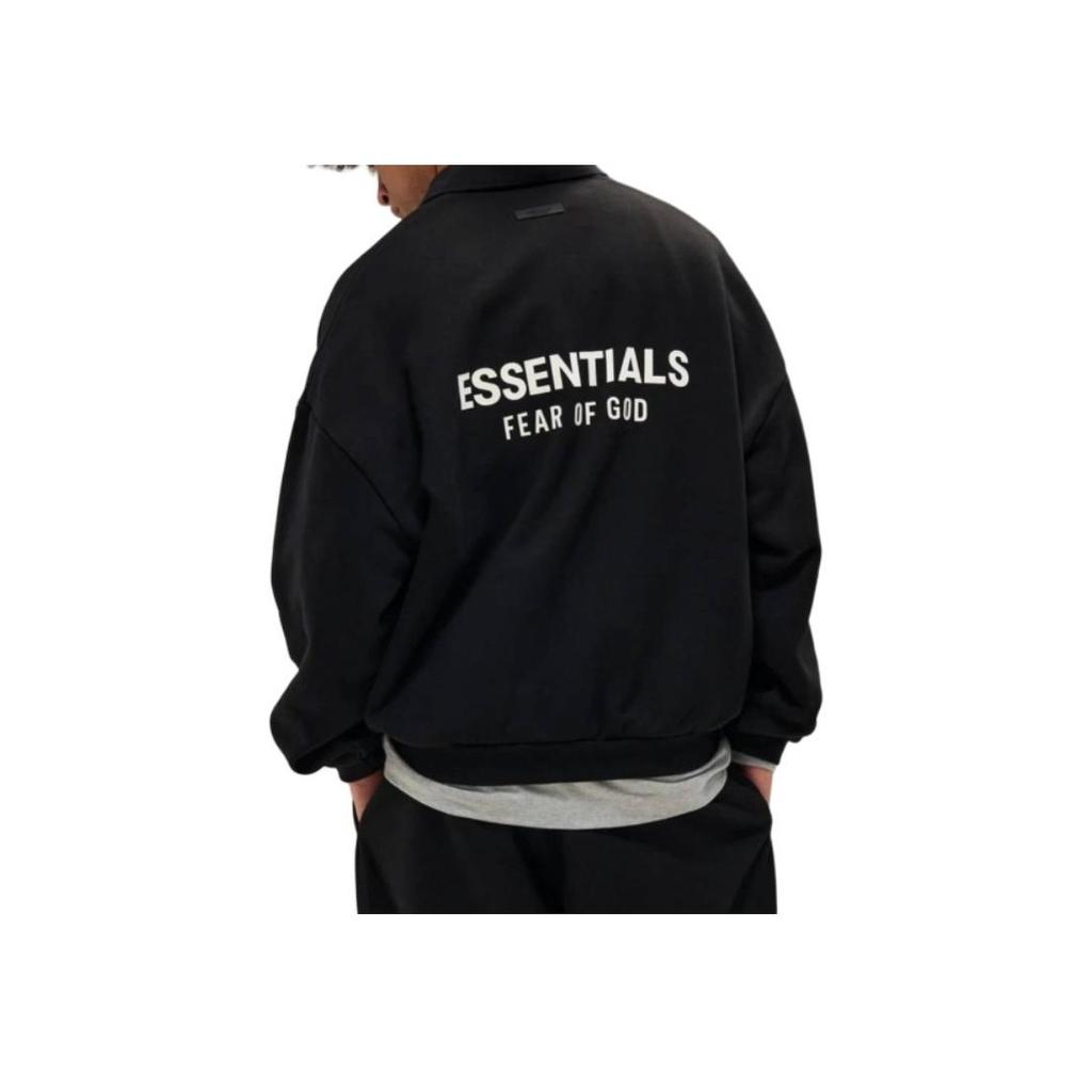 Fear of God Essentials Fleece Polo Black Men Tops 192HO244390F