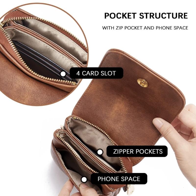 Stylish Phone Case Lightweight PU Leather Card Holder With Phone Slot Compact Crossbody Bag For Daily Use