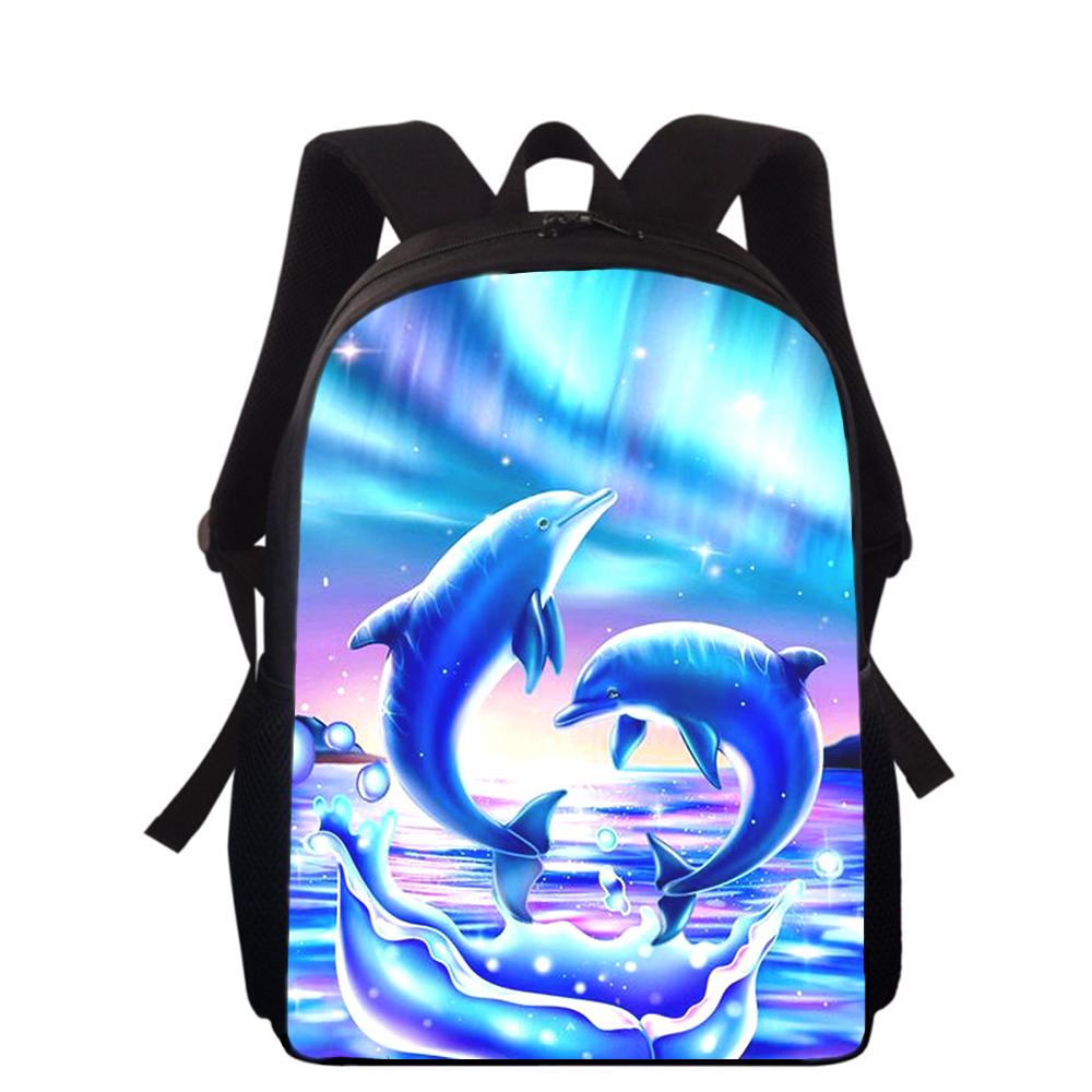 Dolphin Animal 16" 3D Print Kids Backpack Primary School Bags for Boys Girls Back Pack Students School Book Bags