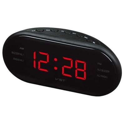 Rádio s LED budíkem Digitální rádio AM/FM červené se zástrčkou EU