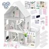 Maison De Poupées - GREEN SERIES - 3 Étages - 27 Accessoires - LED - Pour Poupées 30 Cm