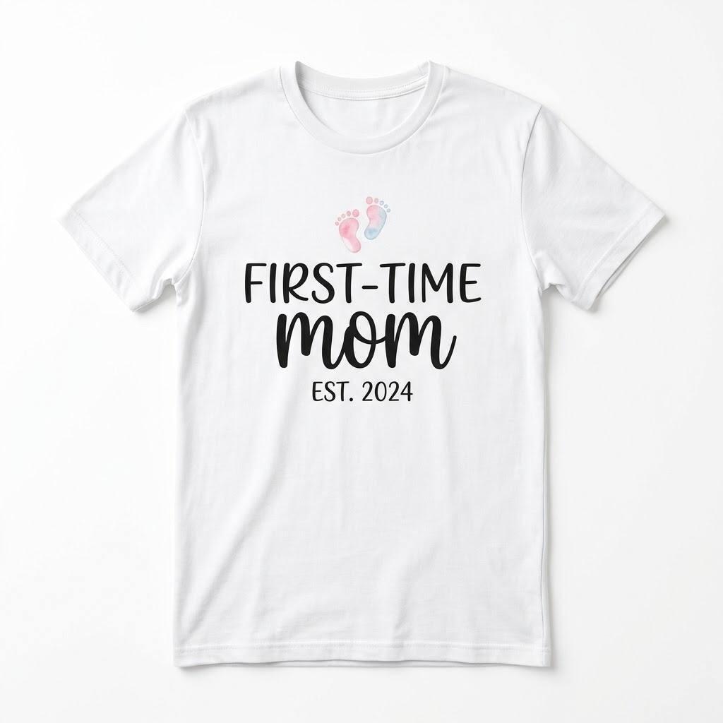 First Time Mom Est 2024 T-Shirt New Mother Gift Baby Announcement Women s Tee S