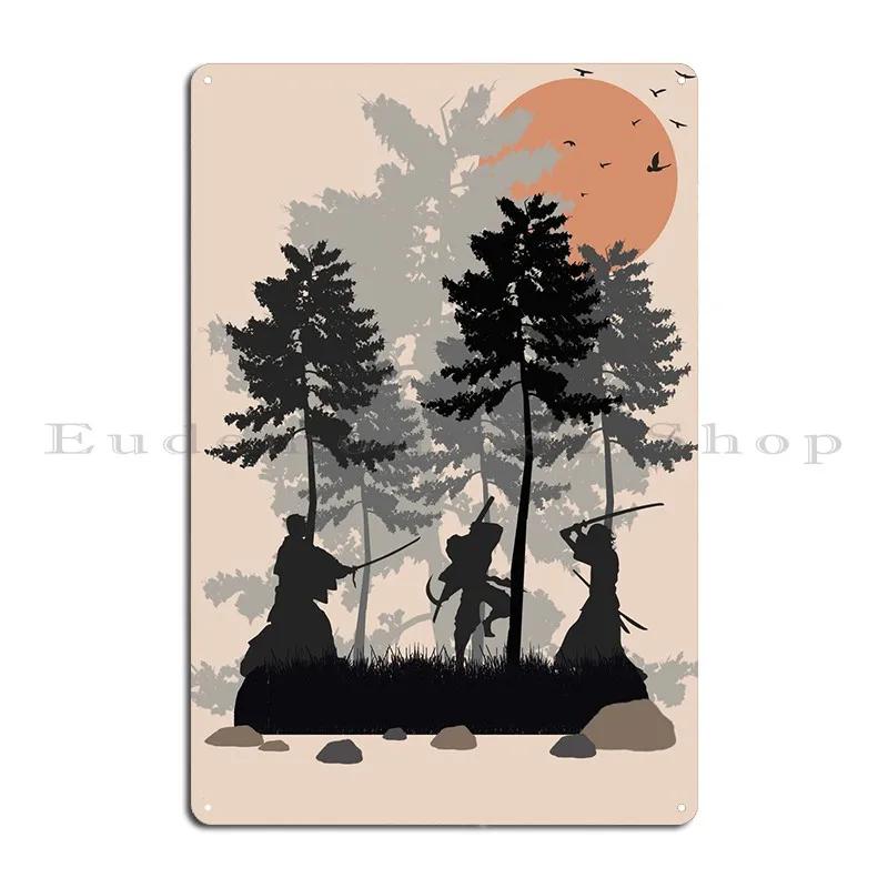 Samurai In Forest Metal Sign Club Designs Rusty Home Wall Cave Tin Sign Poster 20X30CM