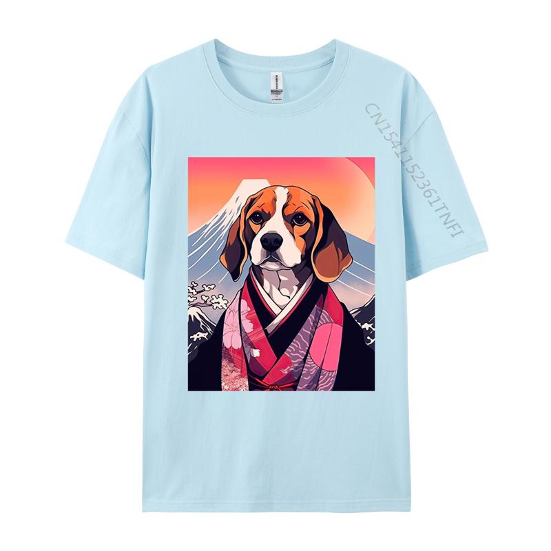 Beagle Dog Mount Fuji Tshirt Japanese Style Men T Shirt Funny Top Tshirts for Men Streetwear Mens Cotton Clothes