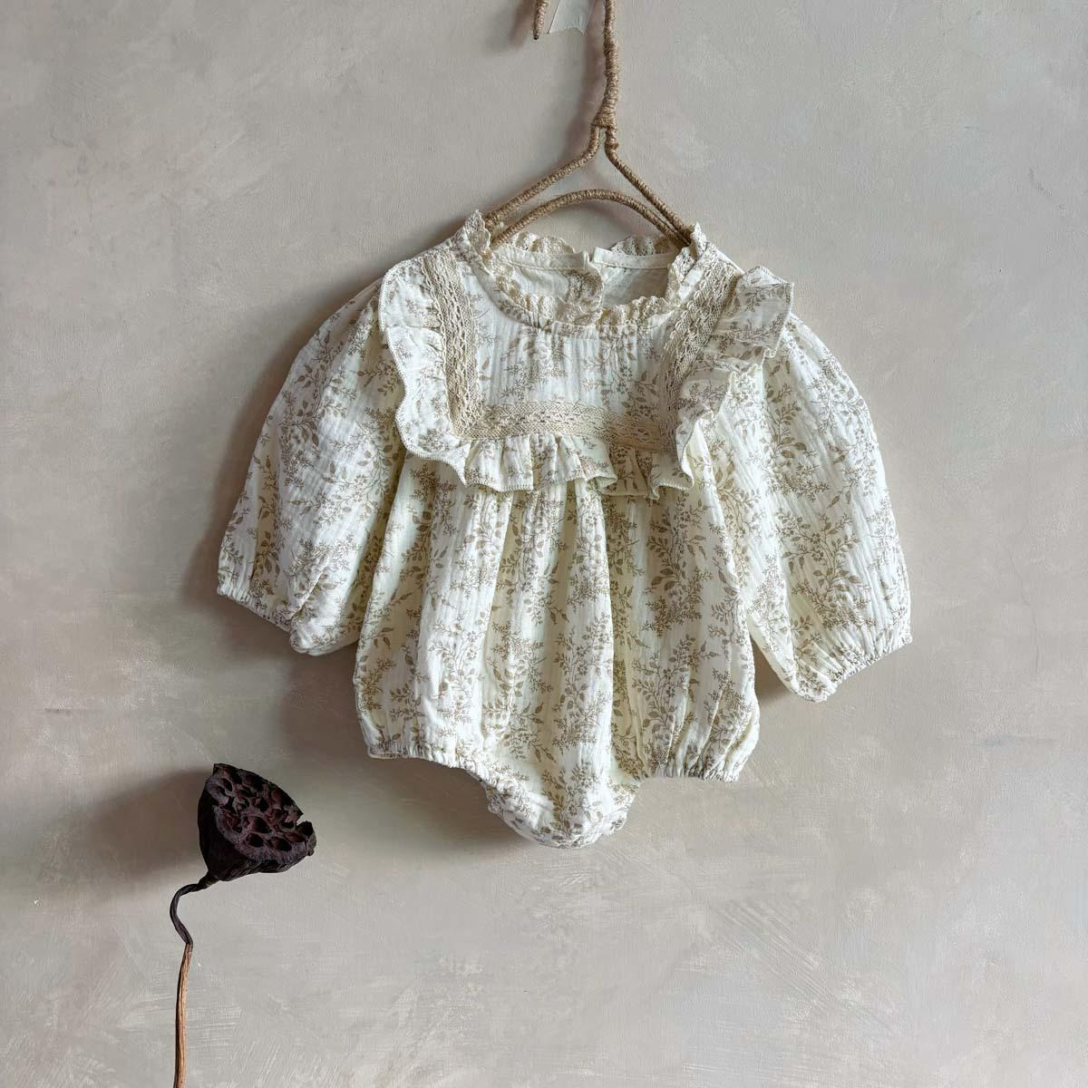 

Осенний цветочный комбинезон для маленьких девочек: Новорожденный ромпер с оборками 90 cm абрикосовый/цветочный