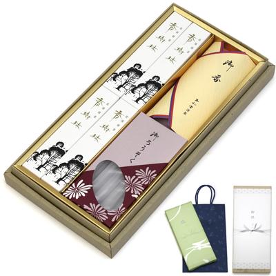 Sympathie Räuchergeschenk [Kojurin 2 Sorten Sandelholz, Innenverpackung, Tragetasche inklusive, Kerze] Hergestellt in Japan, Wenig Rauch, Geschenk-Räucherstäbchen, Buddhistisch