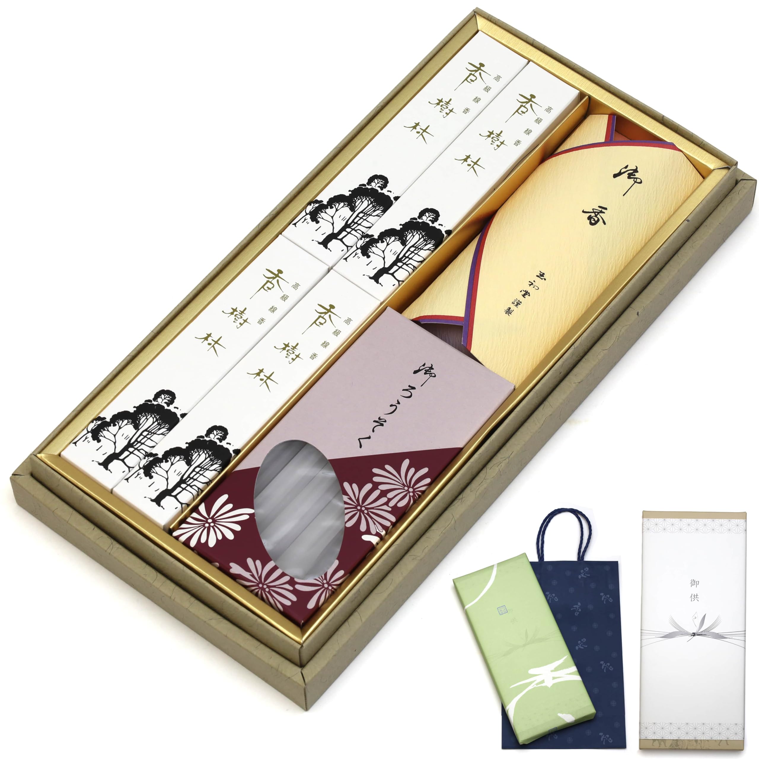 

Sympathy Incense Gift [Kojurin 2 Types Sandalwood, Inner Wrapping, Carry Bag Included, Candle] Made in Japan, Low Smoke, Gift Incense, Buddhist