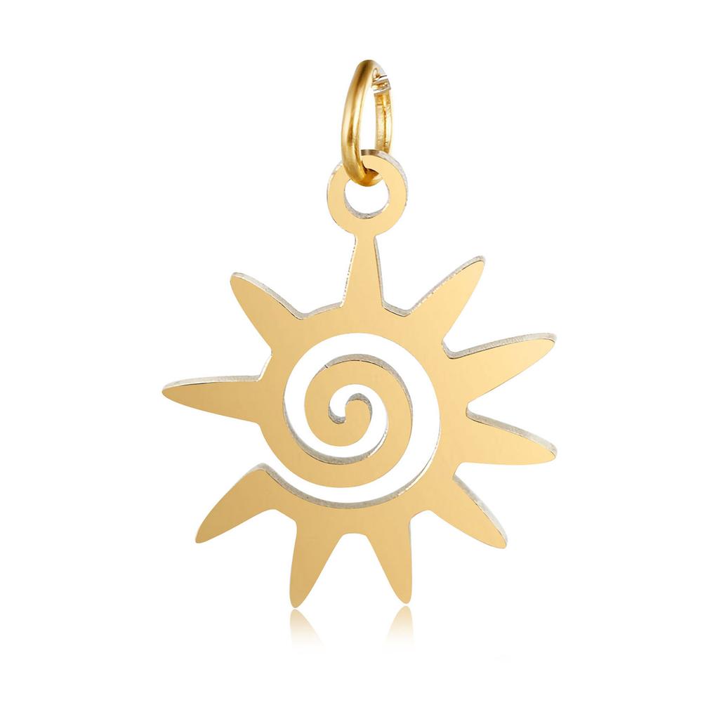 Stainless Steel Sun Charm Pendant for DIY Necklace Bracelet Earrings Jewelry Accessories Gold Silver Color Personalized
