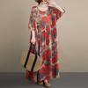 DIMANAF New 2026 Summer Beach Long Dress Women Plus Size Vintage Lady Loose Oversize Maxi Floral Print Cotton