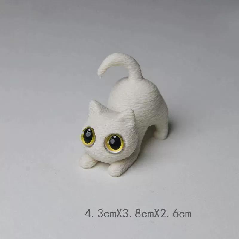 3D Printed Big-Eyed Cat Ornaments Mini Statues Miniature Cute Kitten Micro Landscape Crafts Small Ornaments Desktop Decoration
