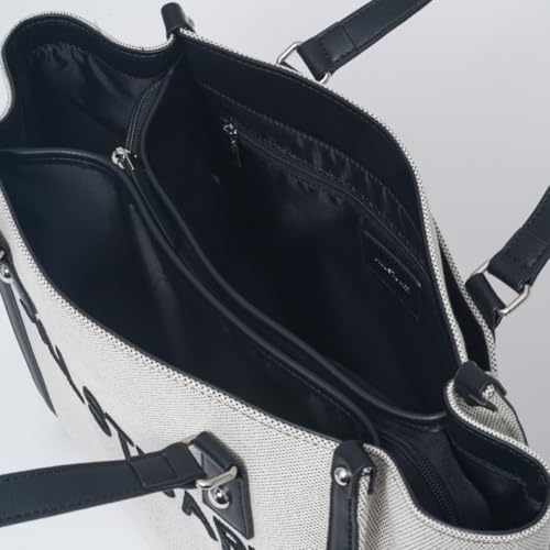 JILL STUART Women's Tote Bag with Panel, Brand Logo, Daily Casual, White x Black, JSLH5AH1