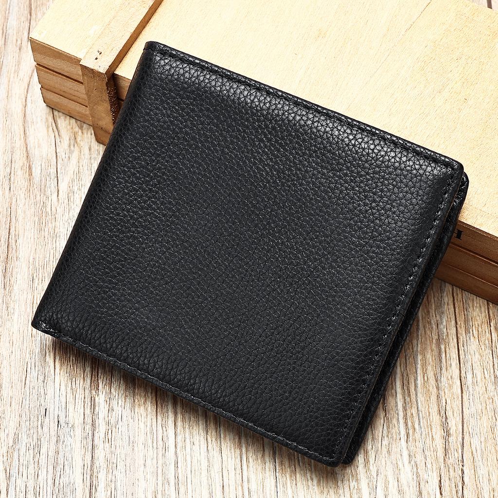 Genuine Leather Wallet Men's Premium Feeling Pure Cowhide Short Money Clip Multi-Card Leather Banknote Holder