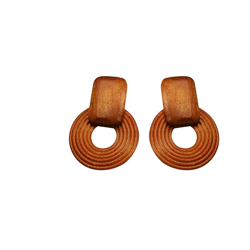 Bohemian Geometric Round Silver Needle Earrings In Retro Literary Style