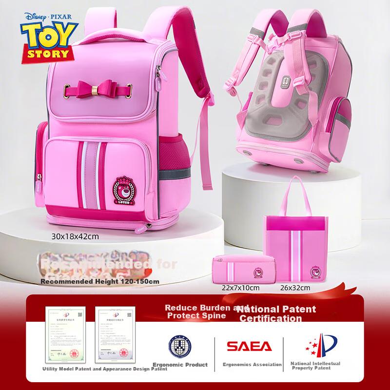 Disney Backpack for Primary School Girls Grades 4-6, Spine-Protecting, Load-Reducing, Multi-Layered,